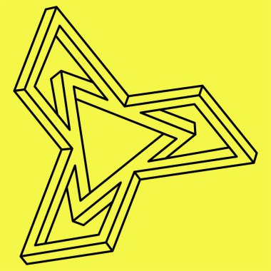 İmkânsız optik illüzyon şekilleri. Optik sanat objesi. İmkansız rakamlar. Kutsal geometri şekli. Optik sanat. 