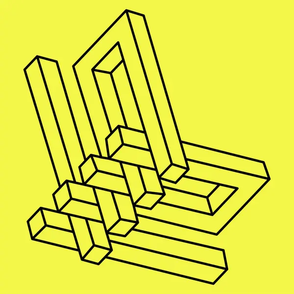 İmkansız bir şekil. Çizgi tasarımı. İmkansız bir rakam. Optik yanılsama objeleri. Operasyon sanatı. Geometri. 