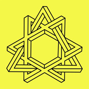 İmkânsız optik illüzyon şekilleri. Optik sanat objesi. İmkansız rakamlar. Satır sanatı. 