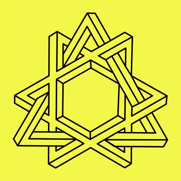 İmkânsız optik illüzyon şekilleri. Optik sanat objesi. İmkansız rakamlar. Satır sanatı. 