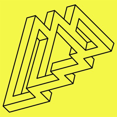 İmkansız bir şekil. Kutsal geometri figürü. Optik yanılsama nesnesi. 