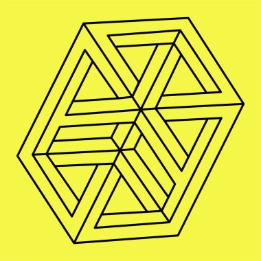 Geometrik optik illüzyon sembolleri. Vektör çizimi. İmkansız şekiller. 