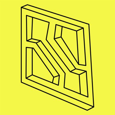 İmkansız küp, web tasarım elementi. Vektör çizimi. Optik yanılsama. 