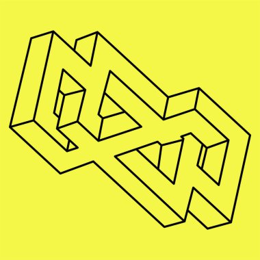 İmkânsız optik illüzyon şekli. Çizgi çalışması. Optik sanat nesnesi.