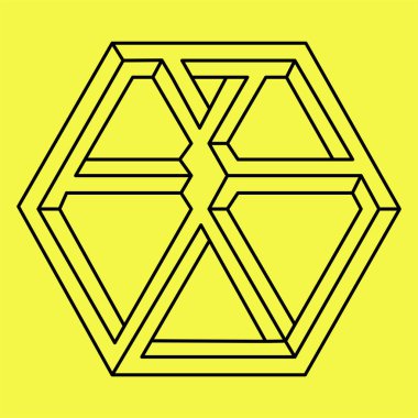 Optik yanılsama. Geometrik şekil. İmkansız altıgen. Optik sanat. 