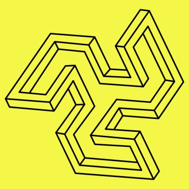 İmkansız bir form. Vektör çizimi. Çizgi tasarımı. Optik yanılsama. İşlem sanatı. 