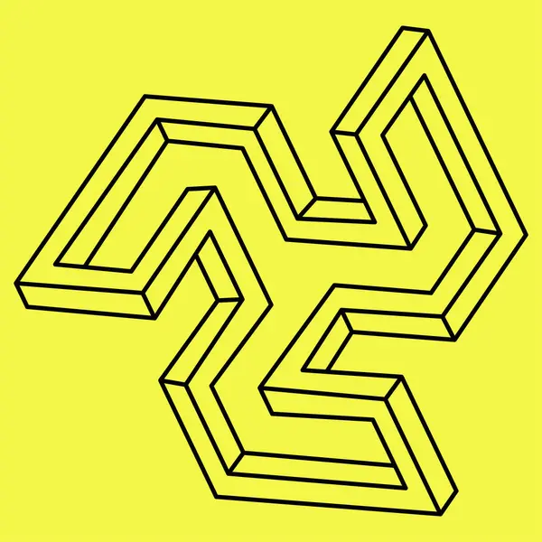 İmkansız bir form. Vektör çizimi. Çizgi tasarımı. Optik yanılsama. İşlem sanatı. 