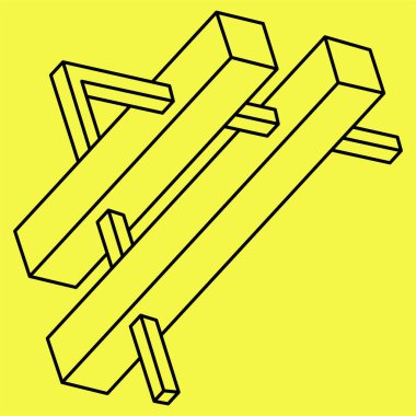 Optik illüzyon üçgeni. İmkansız bir şekil. İşlem sanatı nesnesi.