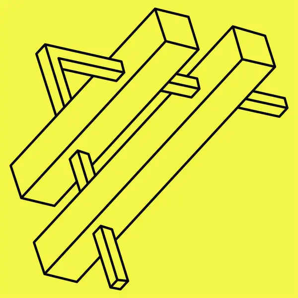 Optik illüzyon üçgeni. İmkansız bir şekil. İşlem sanatı nesnesi.