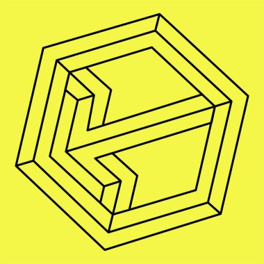 İmkansız bir rakam. Vektör illüstrasyonu, logotomi. Optik yanılsama. 