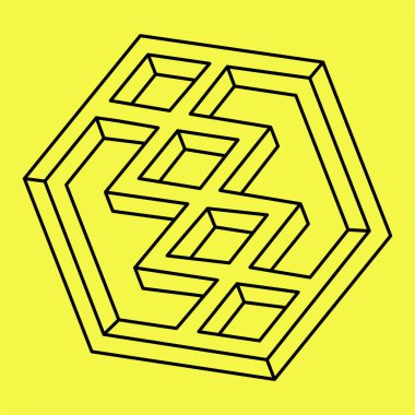 Logo veya kimlik için geometrik optik illüzyon şekli. Vektör elemanı. İmkansız şekil. 