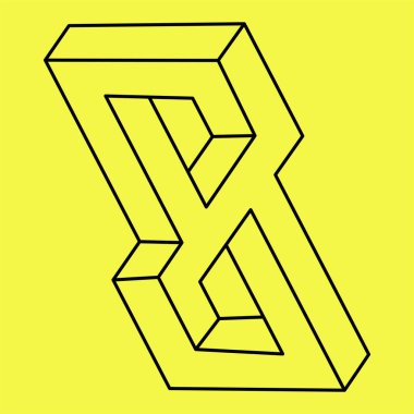 İmkansız şekil, optik illüzyon, vektör. Optik sanat. Geometrik şekil. 