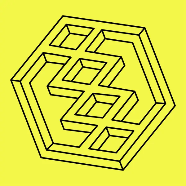 Logo veya kimlik için geometrik optik illüzyon şekli. Vektör elemanı. İmkansız şekil. 