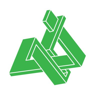 İmkansız şekiller. Logo. Kutsal geometri figürleri. Optik yanılsama. Soyut sonsuz geometrik nesneler. İmkansız sonsuz özet. Optik sanat. Beyaz arkaplanda imkansız geometri şekli.