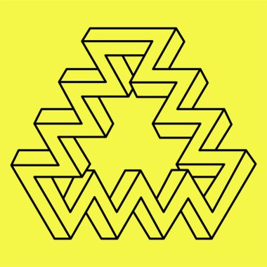 İmkânsız optik illüzyon şekilleri. Operasyon sanatı objesi. İmkansız rakamlar. Çizgi çalışması. Kutsal geometri üçgeni. 