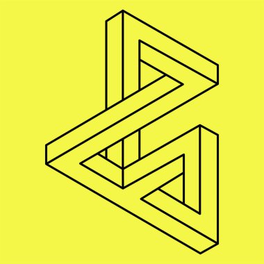 İmkânsız optik illüzyon şekli. Operasyon sanatı objesi. İmkansız rakamlar. Kutsal geometri. Satır sanatı. 