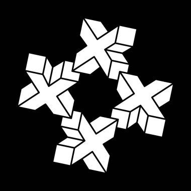 İmkânsız optik illüzyon şekilleri. Escher tarzı. Optik sanat objesi. İmkansız bir rakam. Satır sanatı. 