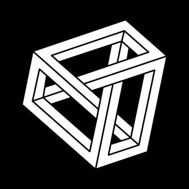 Optik illüzyon şekilleri. Optik sanat objesi. İmkansız rakamlar. Çizgi çalışması. Gerçekdışı geometrik nesne. Escher paradoksu. 