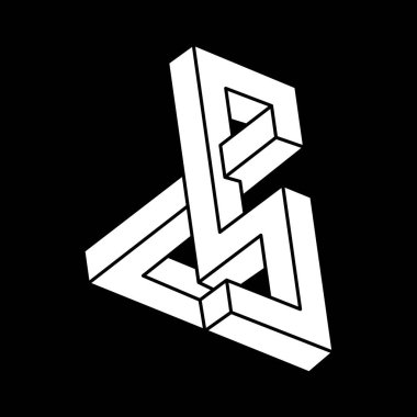 Optik illüzyon şekli. Optik sanat objesi. Escher paradoksu. İmkansız rakamlar. Kutsal geometri. 