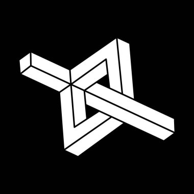 İmkânsız şekilli logo tasarımı, optik illüzyon objesi. Escher paradoksu. Optik sanat. Kutsal geometri figürleri. 