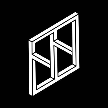 Optik yanılsama. İmkansız şekiller. Kutsal geometri figürü. Soyut sonsuz geometrik nesne. Çizgi çalışması. Optik sanat. Escher tarzı. 