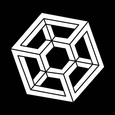 Optik yanılsama. İmkansız şekiller, vektör. Optik sanat objesi. Geometrik şekiller. Escher tarzı. 