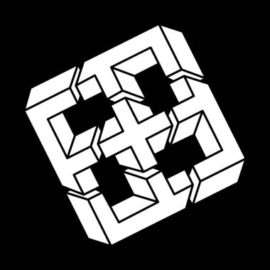 İmkânsız optik illüzyon şekilleri. Optik sanat objesi. İmkansız figür. 