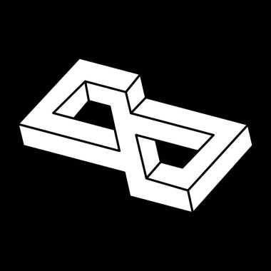 İmkansız şekiller. Geometrik şekiller. Escher tarzı. Web tasarım elemanı. Optik illüzyon objesi. Satır tasarımı. 