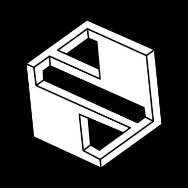 Optik yanılsama objeleri. İmkansız bir şekil. Optik sanat. Satır tasarımı. 