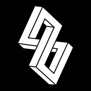 İmkansız nesneler. Çizgi geometrik şekiller. Optik illüzyon figürü. Geometri. Escher paradoksu. 