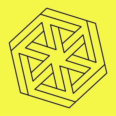 İmkânsız optik illüzyon şekli. Optik sanat objesi. İmkansız rakamlar. Çizgi çalışması. Gerçek dışı geometri. 