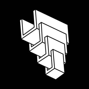 İmkânsız optik illüzyon şekilleri. Escher tarzı. Optik sanat objesi. İmkansız bir rakam. Geometri. 