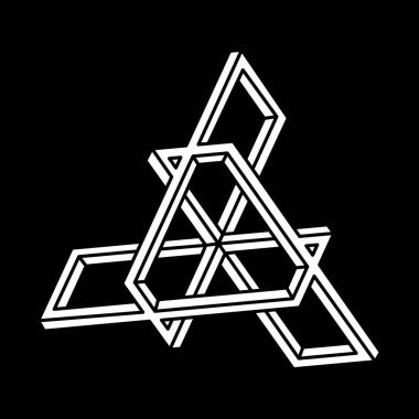 Optik illüzyon, imkansız şekiller, vektör. Optik sanat objesi. Geometrik şekiller. Escher tarzı. 