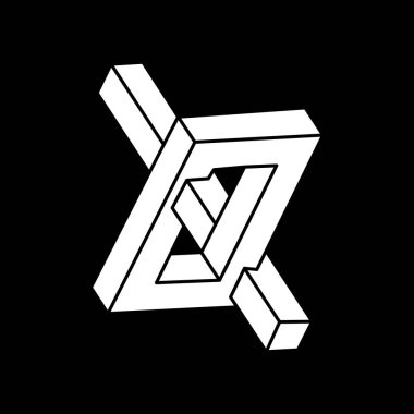 Optik illüzyon objesi. İmkânsız şekil logosu tasarımı, optik sanat. Escher paradoksu. Kutsal geometri figürü. 