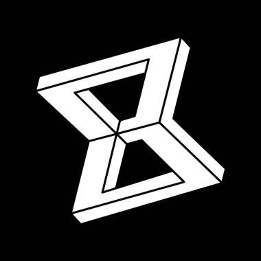 Optik illüzyon şekli. İmkansız bir nesne. Escher paradoksu. Optik sanat figürü. 