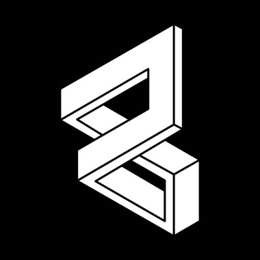 Optik illüzyon şekli. İmkansız bir rakam. Geometri. Optik sanat objesi. Escher paradoksu. 