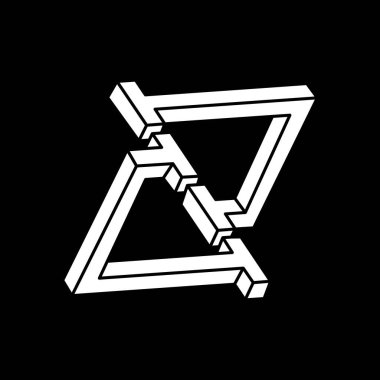 İmkânsız optik illüzyon şekilleri. Optik sanat objesi. Escher paradoksu. Kutsal geometri figürü. 