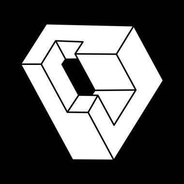 Optik illüzyon objesi. İmkansız şekiller. Web tasarım elemanı. Çizgi tasarımı. Escher tarzı. 