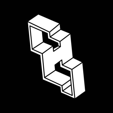 Optik illüzyon şekli. Optik sanat objesi. Kutsal geometri. İmkansız şekiller. 