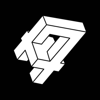 Optik illüzyon şekli. Optik sanat objesi. İmkansız bir rakam. Geometri. Escher paradoksu. 