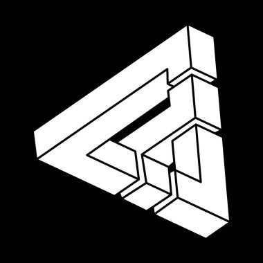 Optik illüzyon şekli. Soyut sonsuz geometrik nesne. İmkansız sonsuz taslak figürü. Optik sanat. 
