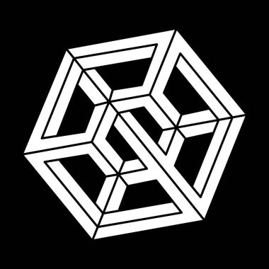 Optik illüzyon şekilleri. Optik sanat objesi. İmkansız rakamlar. Çizgi çalışması. Geometri. 