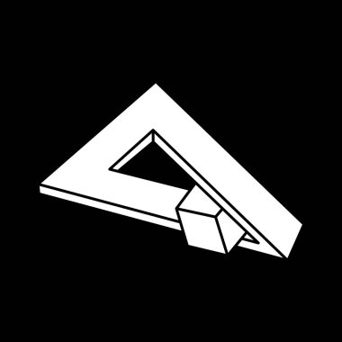 İmkansız şekiller. Optik illüzyon figürü. Escher tarzı. Soyut sonsuz geometrik nesne. Optik sanat. 