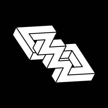 İmkânsız optik illüzyon şekilleri. Escher paradoksu. Optik sanat objesi. İmkansız rakamlar. Geometri. 