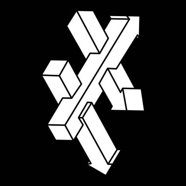 Optik illüzyon, imkansız şekil. Optik sanat objesi. Escher tarzı. Geometrik şekil. 