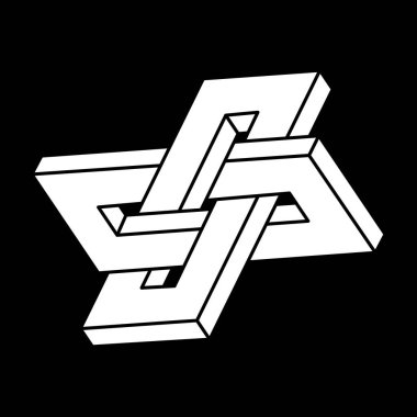 Optik yanılsama. İmkansız şekiller. Kutsal geometri. Escher paradoksu. Soyut sonsuz geometrik nesne. 