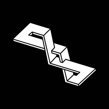 İmkansız şekiller, optik yanılsama, vektör. Optik sanat objesi. Escher tarzı. Geometrik şekiller. 