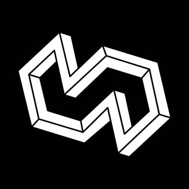 Optik illüzyon figürü. İmkansız bir nesne. Çizgi geometrik şekiller. 