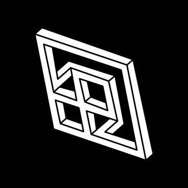 Optik illüzyon şekli. İmkansız nesneler. Optik sanat figürleri. Çizgi çalışması. Geometri. 