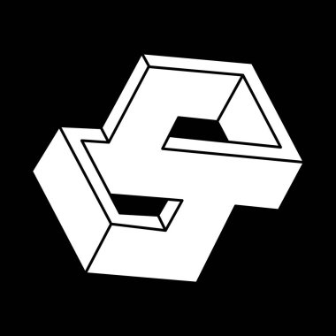 Optik illüzyon şekilleri. Geometri. Escher tarzı. İmkansız nesneler. Optik sanat figürleri. Satır sanatı. 